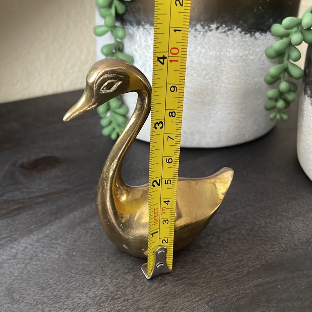 Vintage Set Of 4 Solid Brass Swans - Picture 9 of 11